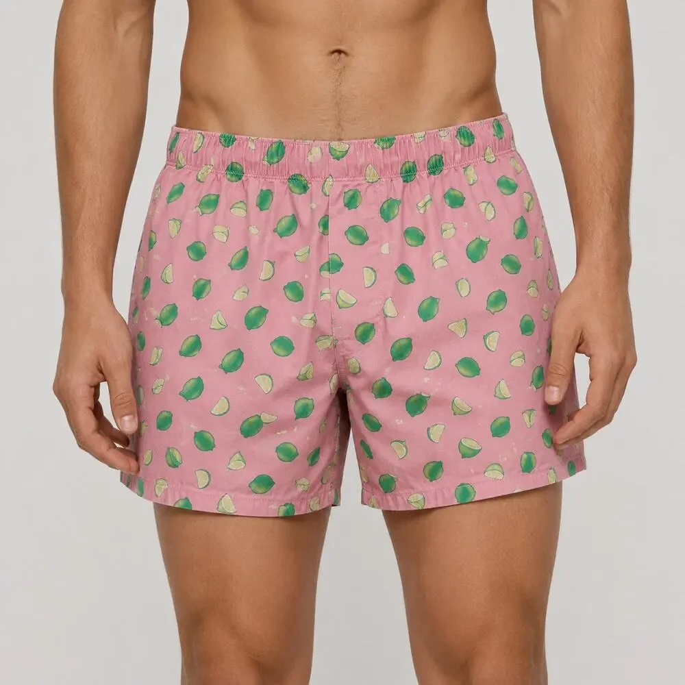 J.Crew Pink Lime Print Cotton Boxer Shorts Men’s Medium 32-34 Novelty Print